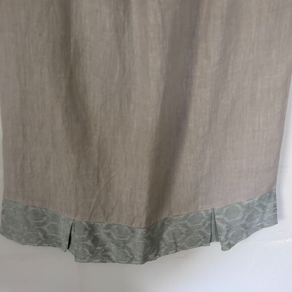 Vintage Basement USA 100% Linen Maxi Skirt Beige w/ Sage Green Hem Size Medium - Picture 4 of 5